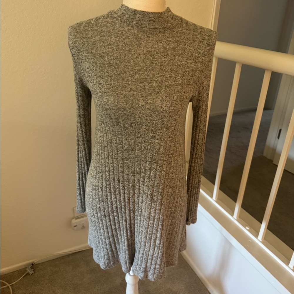 Gray Long Sleeve Knit Dress